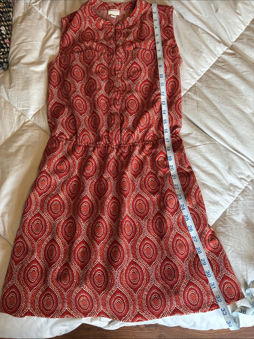 Merona Red Patterned Sleeveless Day Dress